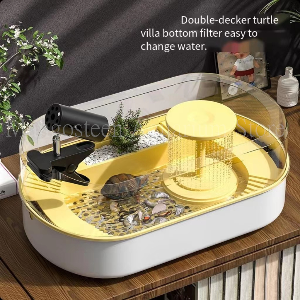 Aquarium turtle tank tabletop lazy ecological tank water pump circulation filtration rainforest small turtle breeding box 220V
