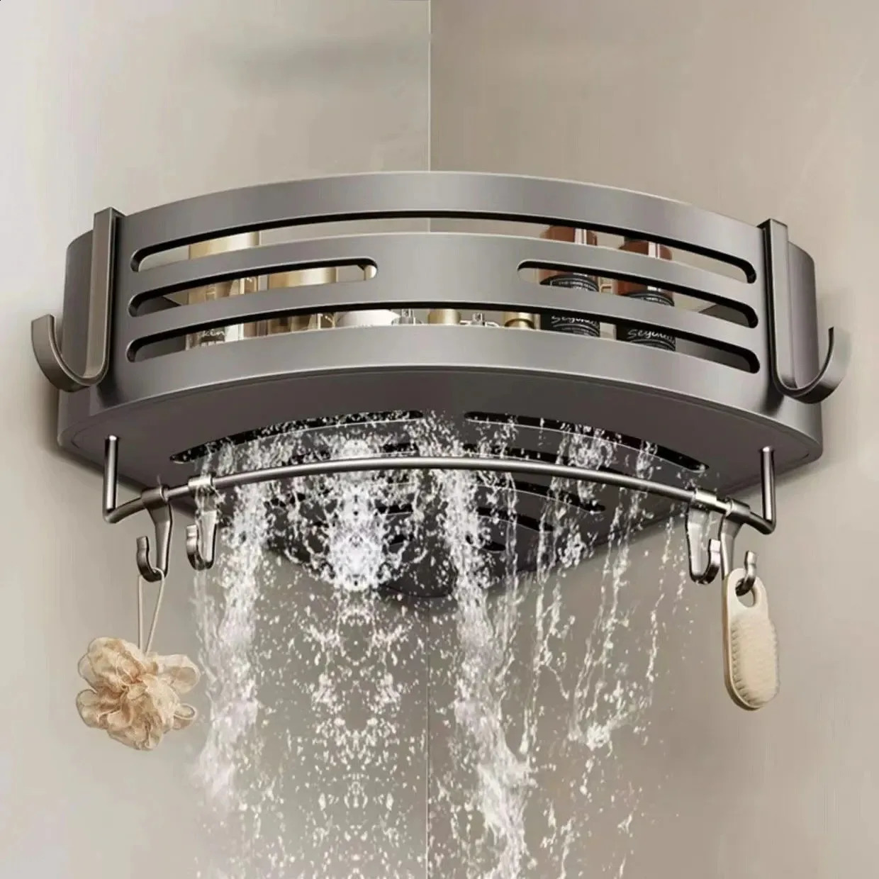 Aluminum alloy bathroom frame without punch press thick tripod wall mounted corner bathroom frame accessories shower organizer 240902