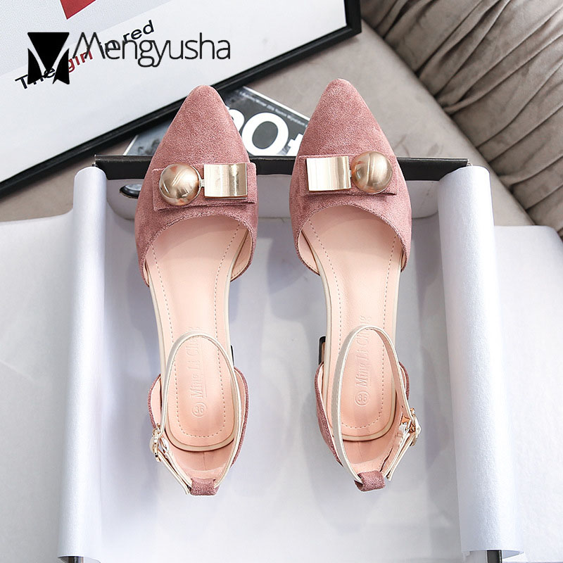 Designer Brand metal decorate sandals women buckle band sandales pointed toe ck wood heels sandalias mujer plus size 43