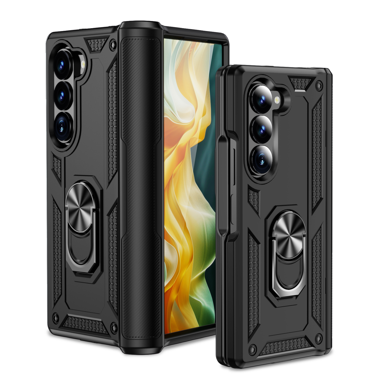 Military Shockproof Heavy Duty Cases Hybrid Armor Ring Stand Magnetic Car Mount Shockproof Rugged Cover For Samsung Galaxy Z Fold Flip 7 6 5 5G Fold7 