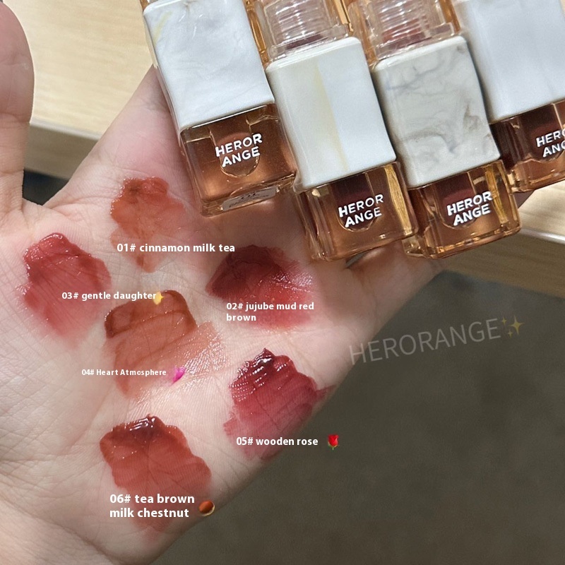 Student-Friendly HERORANGE Mirror Glaze Waterproof Lipstick with Light Dew & Natural Whitening