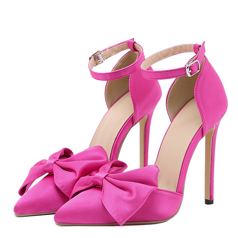 2024 Liyke New Women Pumps Sandals Fashion Butterfly-Knot Pointed Toe Ankle Buckle New Strap Stiletto High Heels Wedding Dress Shoes c826