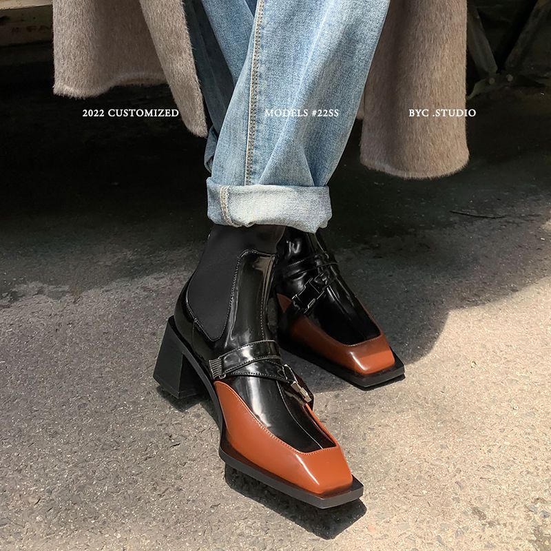 Leather Women's Genuine 2022 Autumn Winter Trend Thick-soled Women Ankle All-match Boots Ladies Black 0a60