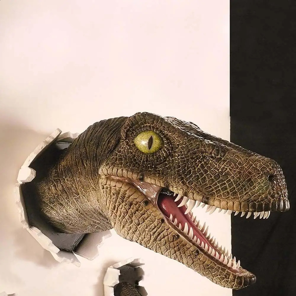 3D Wall Mounted Dinosaur Sculpture Mounted Resin Dinosaur Decor Prop Bursting Hanging Dinosaur Head with Claws Home Decor 240902