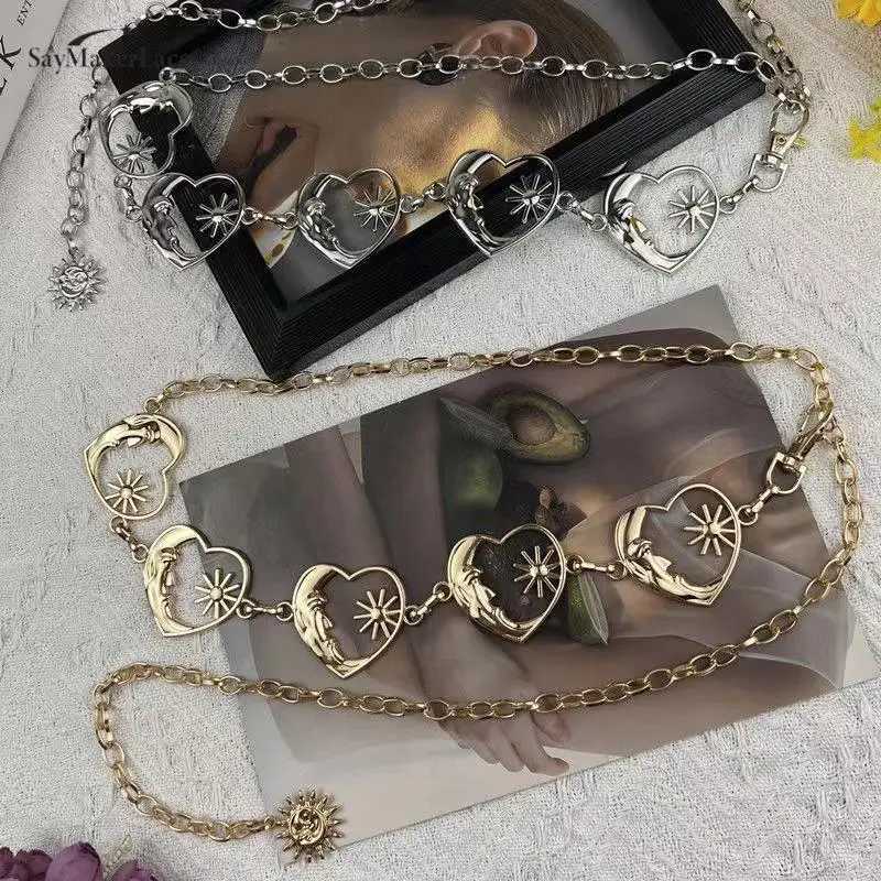 Fashionable Harajuku Punk Moon Metal Strip with Vintage Punk Moon Strap X250410