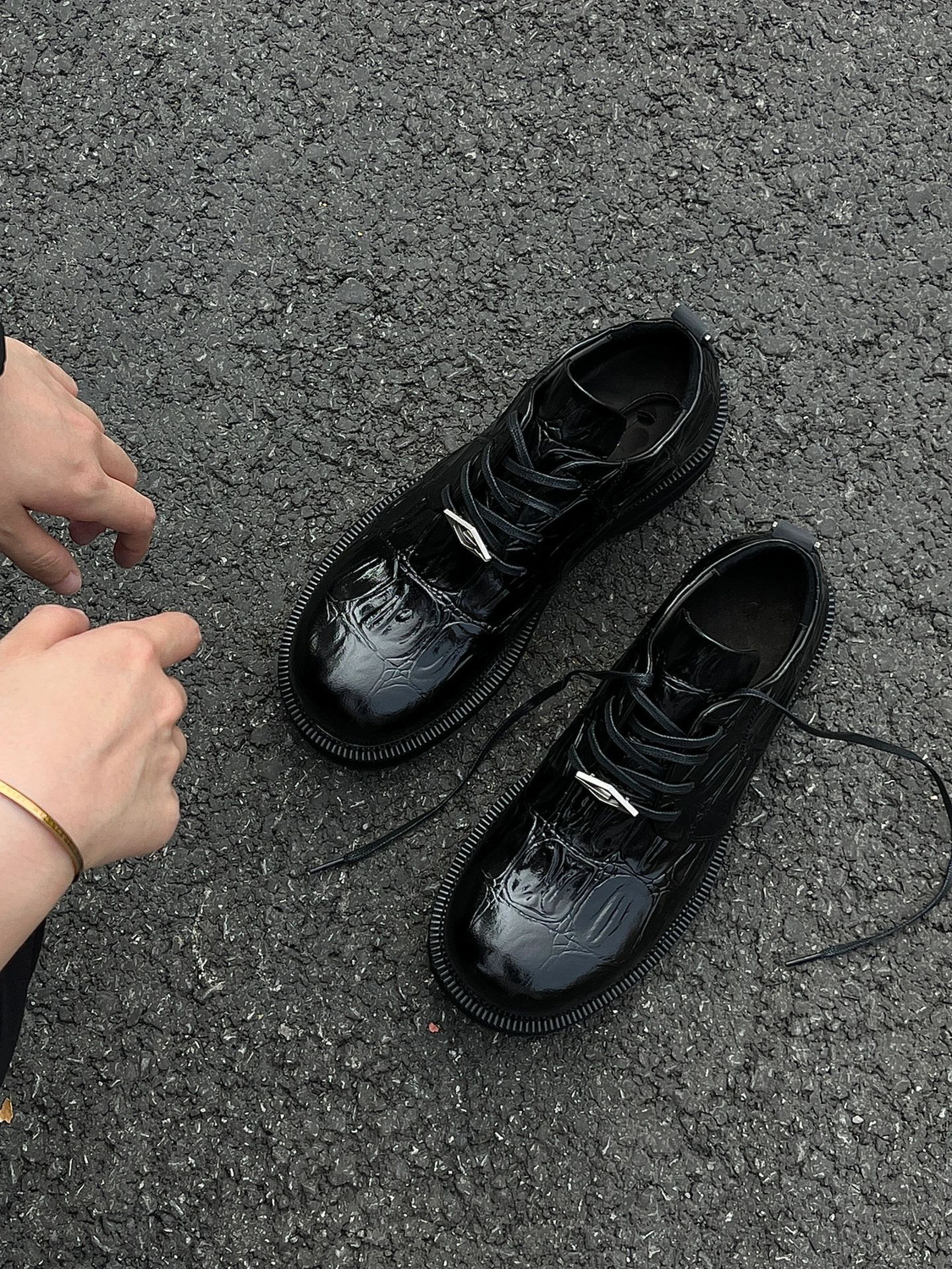 39a02 British Men's Style Modern Thick Bottom Stone pattern Casual Soft Leather Oxfords Man Big Head Heightened Wedge Shoes Flatforms