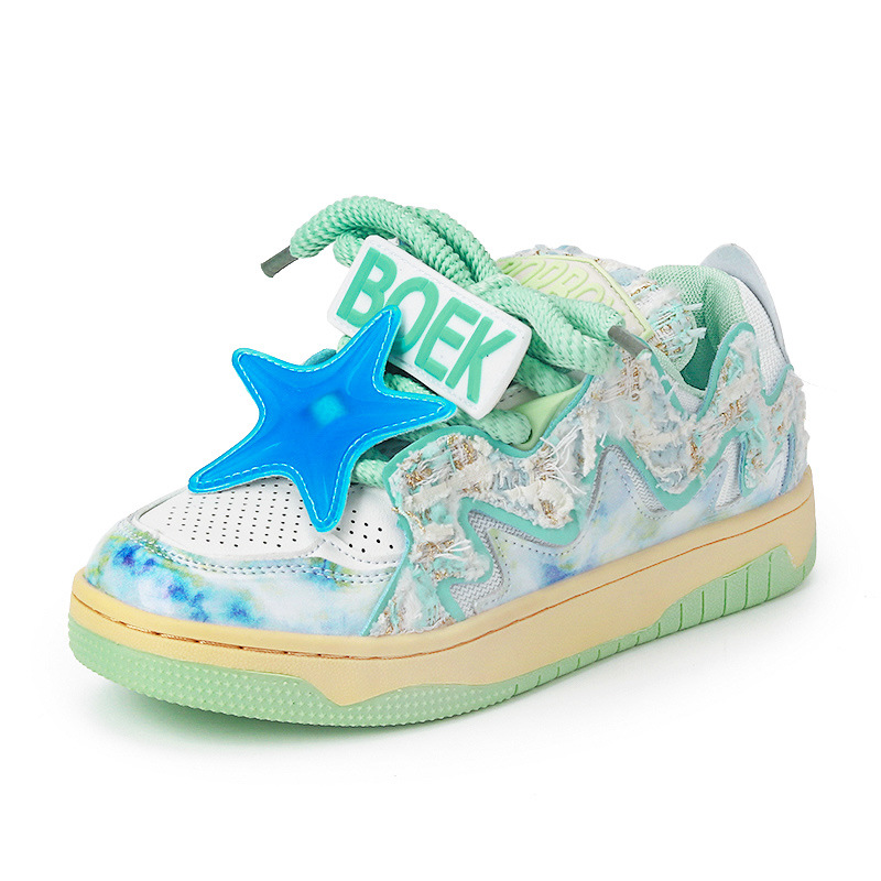 Men's Women's Retro Star Colorblock Casual Sneakers 96c2