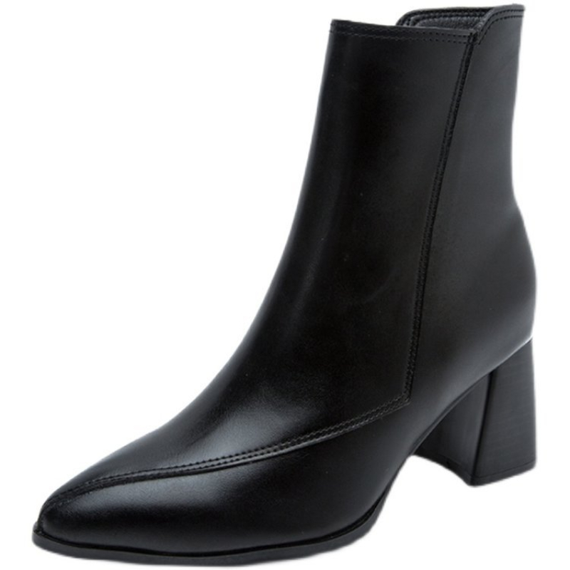 Women's Ankle Boots For hick Heel Spring and Autumn Single Boots 2022 New Pointed High Heels 7CM Nude Shoes Mid-heel fashion