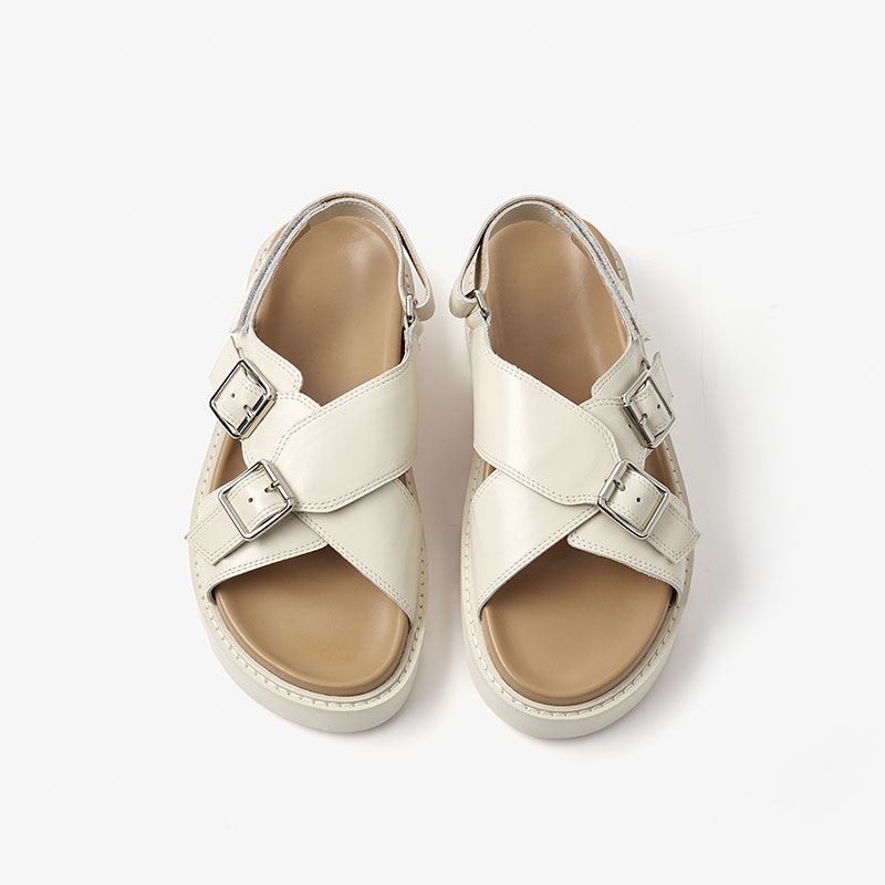 BeauToday Platform Sandals Women Double Buckle Back Strap Open Toe Slingback Casual Summer Outdoor Ladies Shoes Handmade 34542