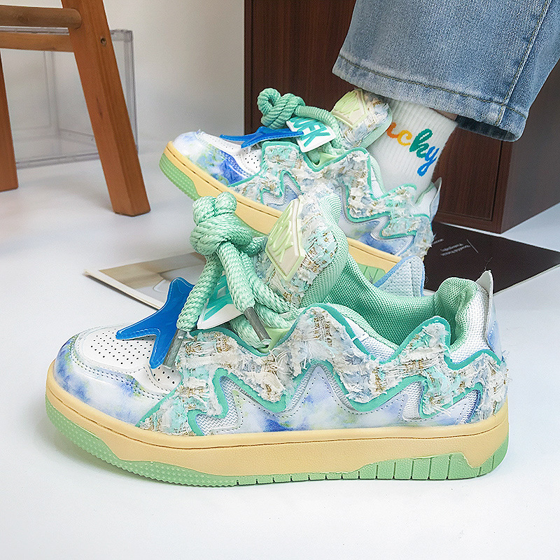 Men's Women's Retro Star Colorblock Casual Sneakers 96c2