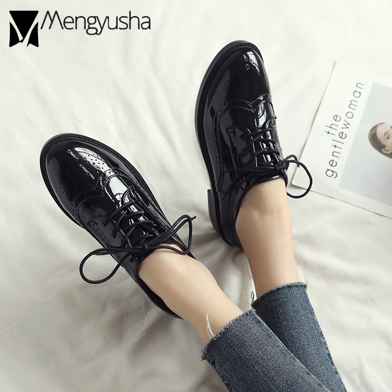 9ed61 design brand brogue craving cow leather oxford high quality derby women preppy style flat shoes
