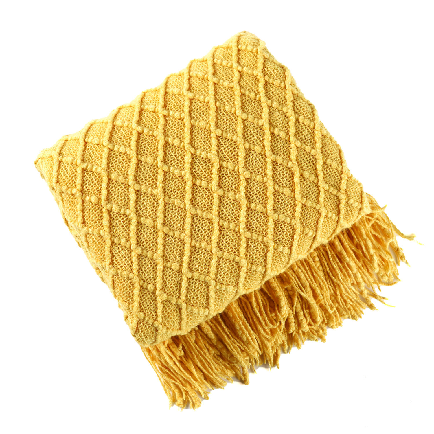 Nordic sofa cover knitted shawl tassel air conditioning blanket, bed towel, solid color summer cool blanket