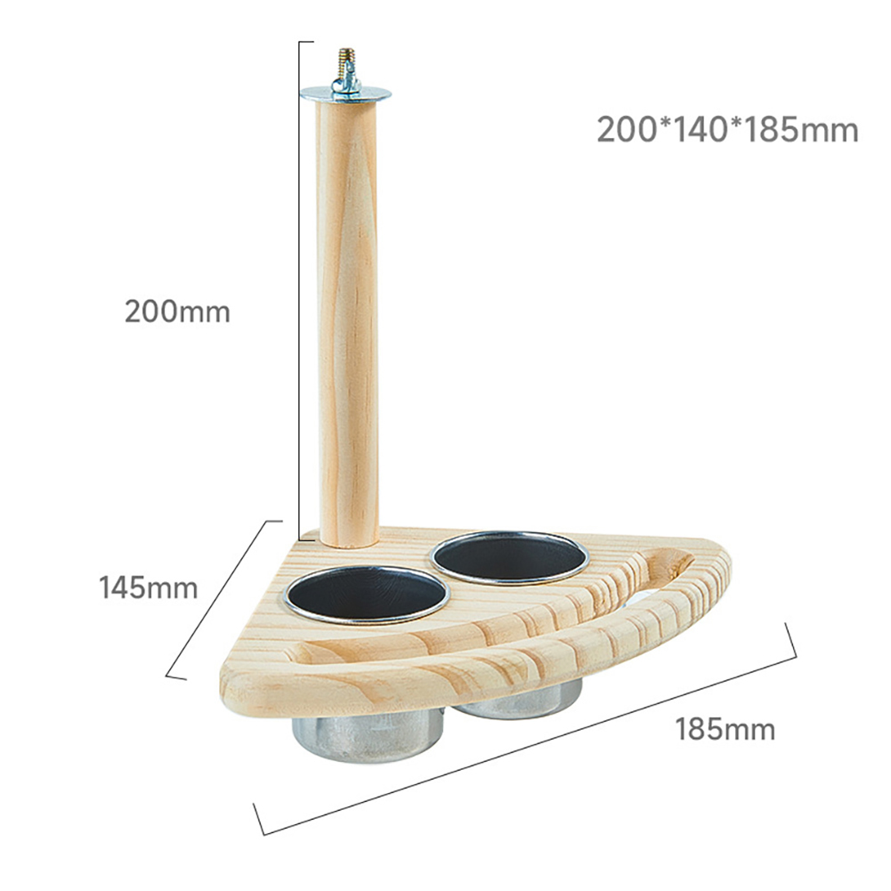 Bird Perch With 2 Stainless Steel Bird Feeding Dish Cups Parrot Cage Top Branch Standing Bird Feeder Parrot Food Water Bowls