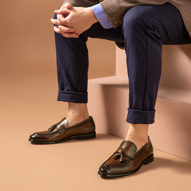 BeauToday Penny Loafers Men Genuine Cow Leather Tassel Decoration Male Slip On Round Toe Fashion Gentlemen Shoes Handmade 50045