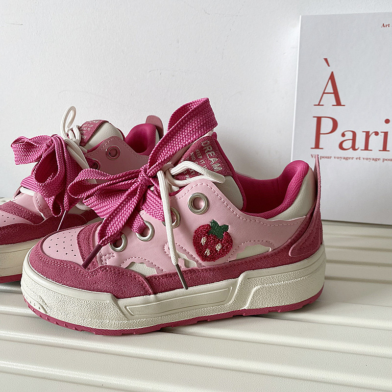 Women's 2024 Canvas Sneakers | Raspberry Powder Casual Lace-Up Flats for Spring cdae