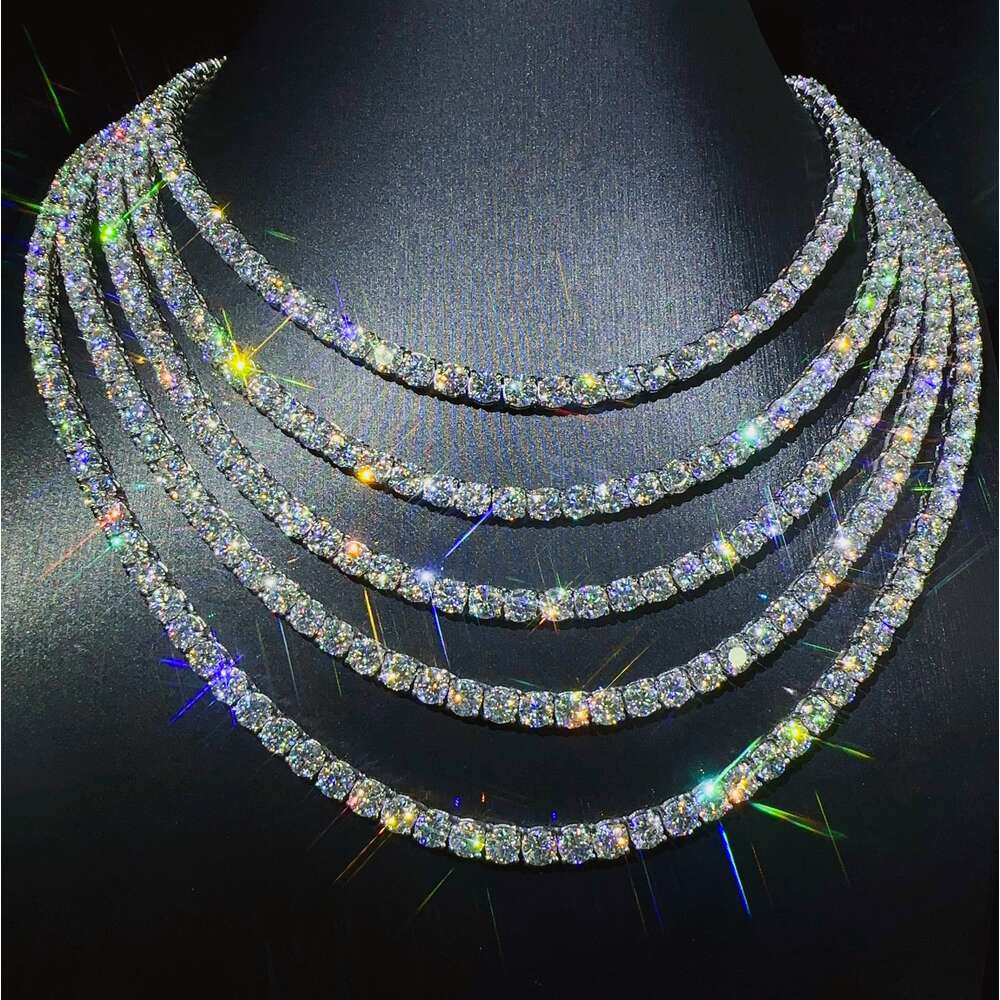 Top bracelet tennis Hip Hop sier necklace fashion Jewelry Pass Dia Tester 6mm vvs moissanite iced out cuban chain for men women