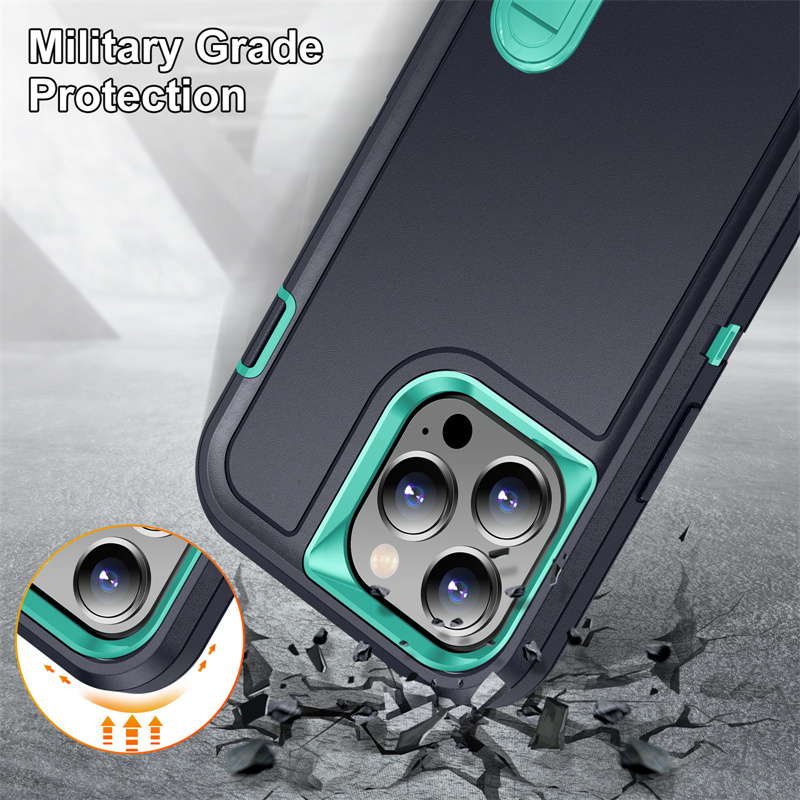 Shockproof Armor Case For iPhone 16 15 14 13 12 11 Pro Max Plus Heavy Duty Rugged Protective with Kickstand Cover For Samsung S24 S23 Ultra Plus A14 A