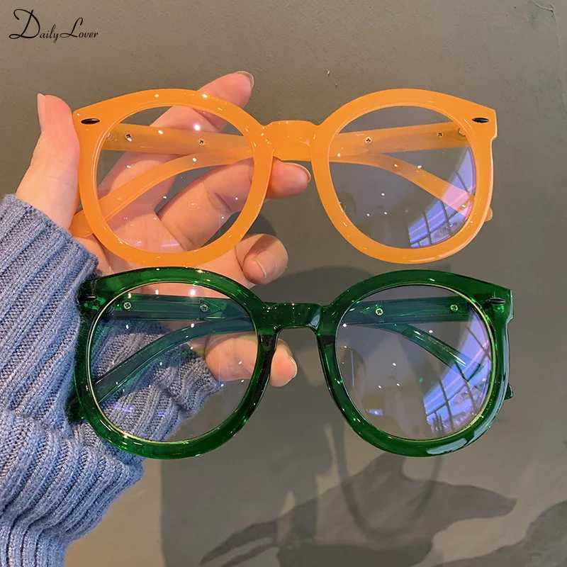 Retro round large frame regular glasses candy colored thick frame glasses mens fashion blue light blocking glasses M240902