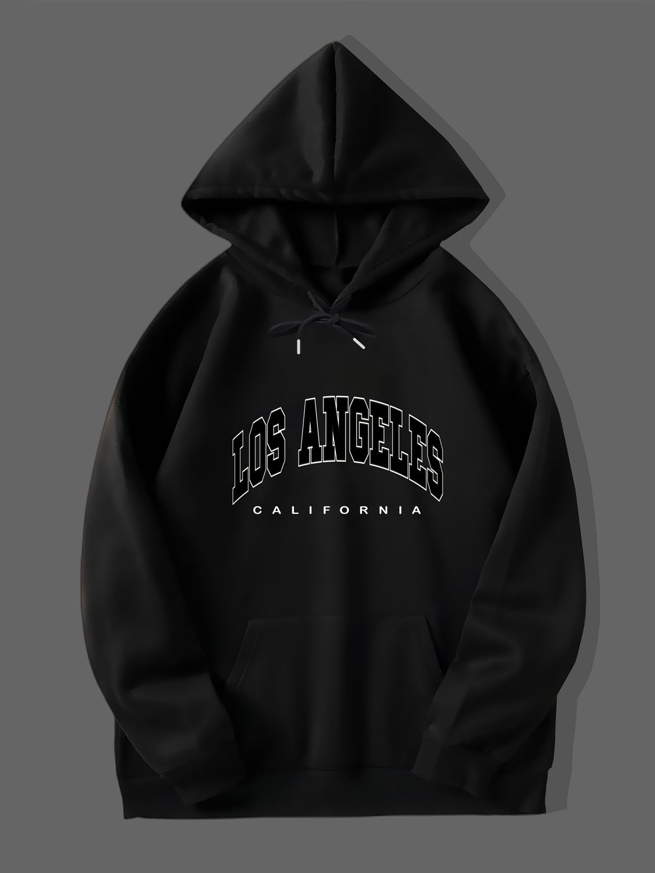 Los Angeles Print Hoodie, Cool Hoodies For Men, Men's Casual Graphic Design Pullover Hooded Sweatshirt With Kangaroo Pocket Streetwear For Winter