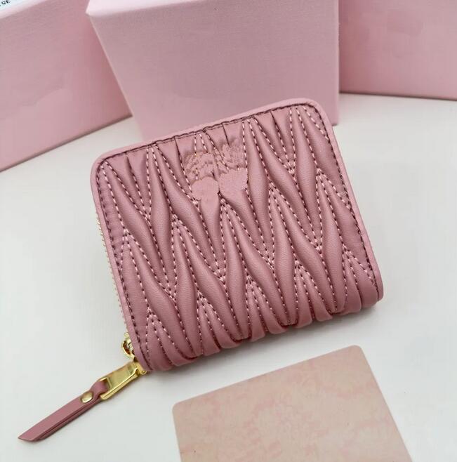Woman Short Wallets Card Holder Designer Mini Purses Black Pink New Ladies Fashion Pleated Wallet Coin Purse Zipper Hand Bag01