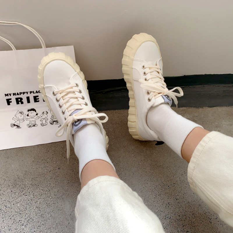 Canvas Shoes for Women Platform Sneakers Lace Up Walking Shoes Students Wild Chunky Sneakers Fashion Women's Vulcanized Shoes