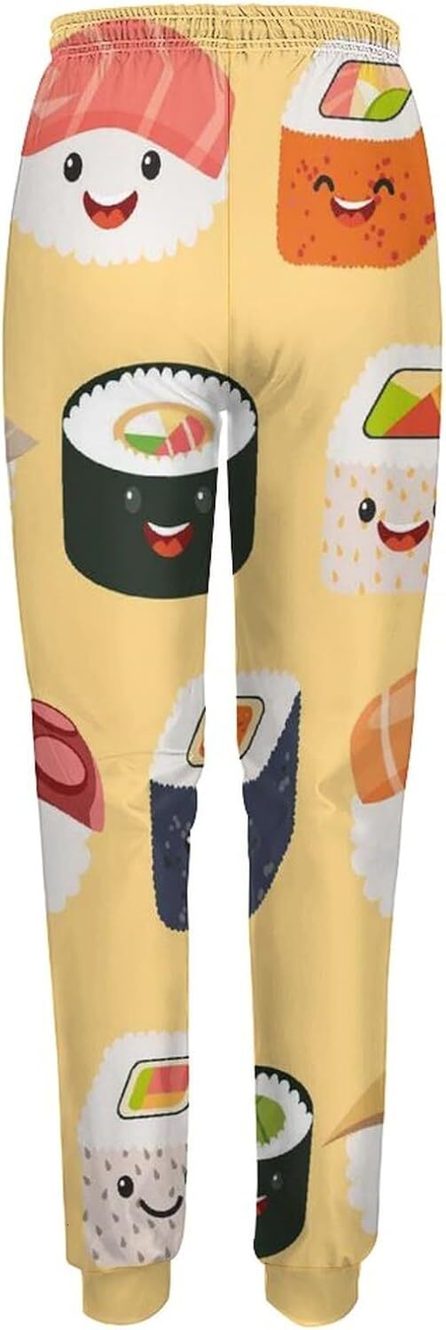 Sweatpants Mens Women 3D Printed Patterned Rice And Vegetable Roll Pants Lounge Drawstring Pajamas With Pockets Sweat Trousers Y2K