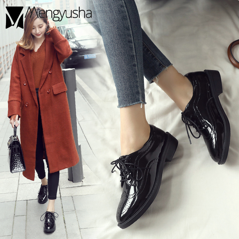 9ed61 design brand brogue craving cow leather oxford high quality derby women preppy style flat shoes