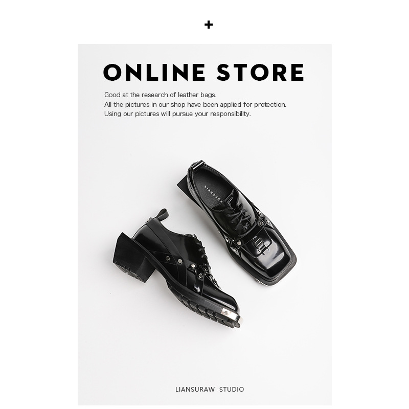 Decoration Flat Styles Metal e1b5c Casual square toe Shoes Leather Black Platform Sneakers for Women Punk Loafers