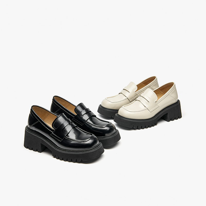 Platform BeauToday Penny Loafers Women Genuine Cow Leather Round Toe Slip On Chunky Sole Ladies Casual Shoes Handmade 26538 9e3e - view 4