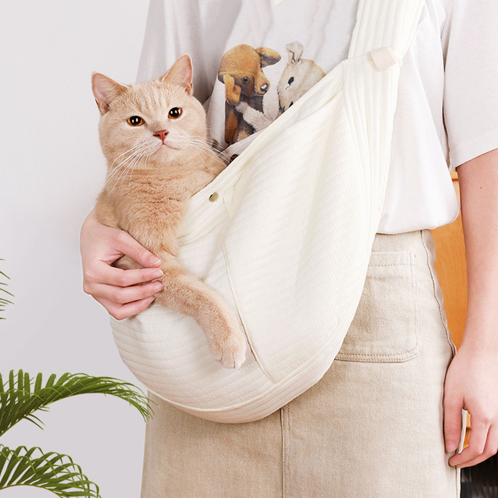 Multifunctional Cat Sling Bag Carrier, Large Space, Comfortable, Safe, Reinforced, Shoulder Strap, Cats and Puppies