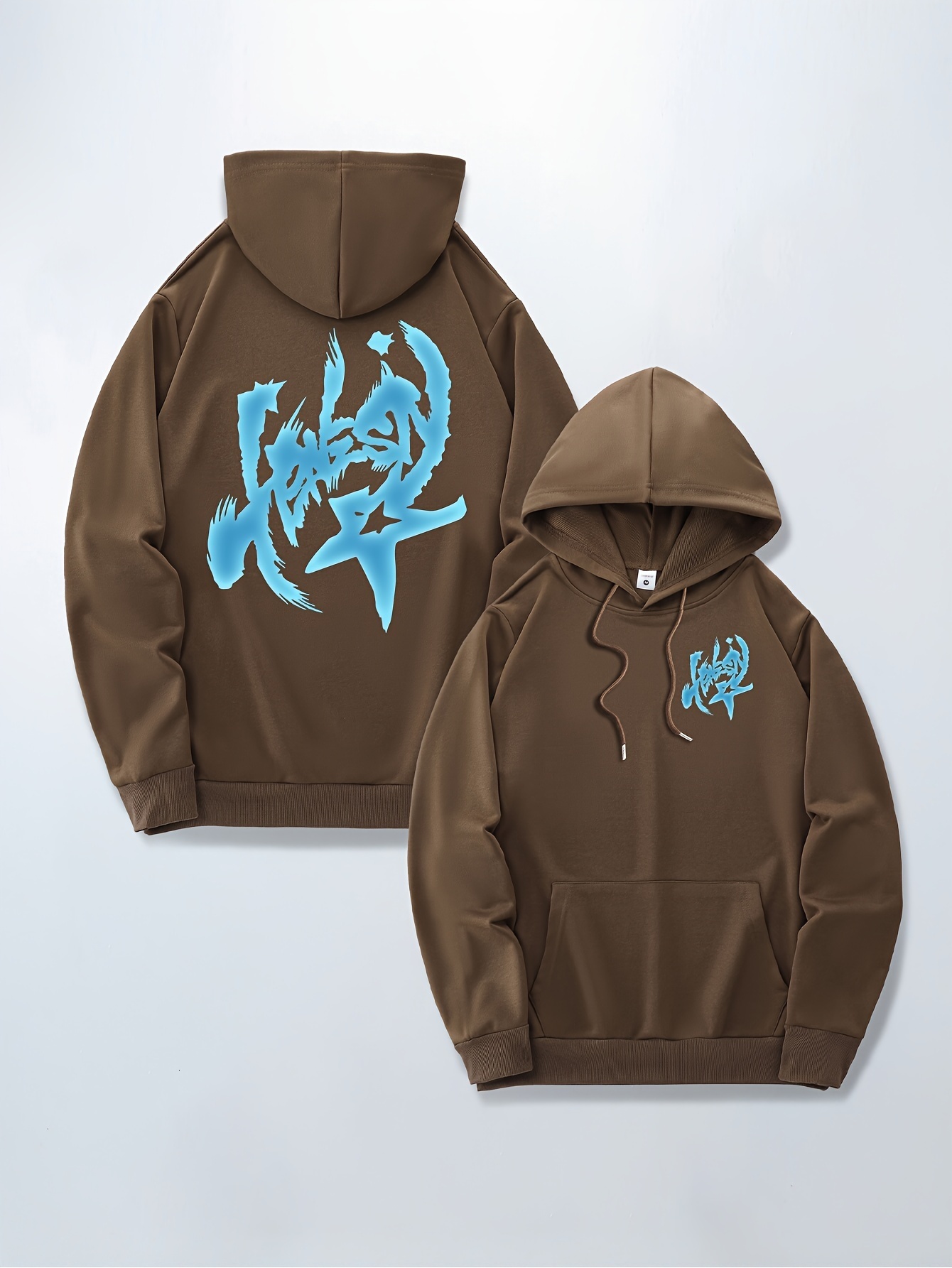 STAR Print Versatile Long Sleeve Comfy Hooded Sweatshirt Casual Top For Spring Autumn Men's Clothing Outdoor