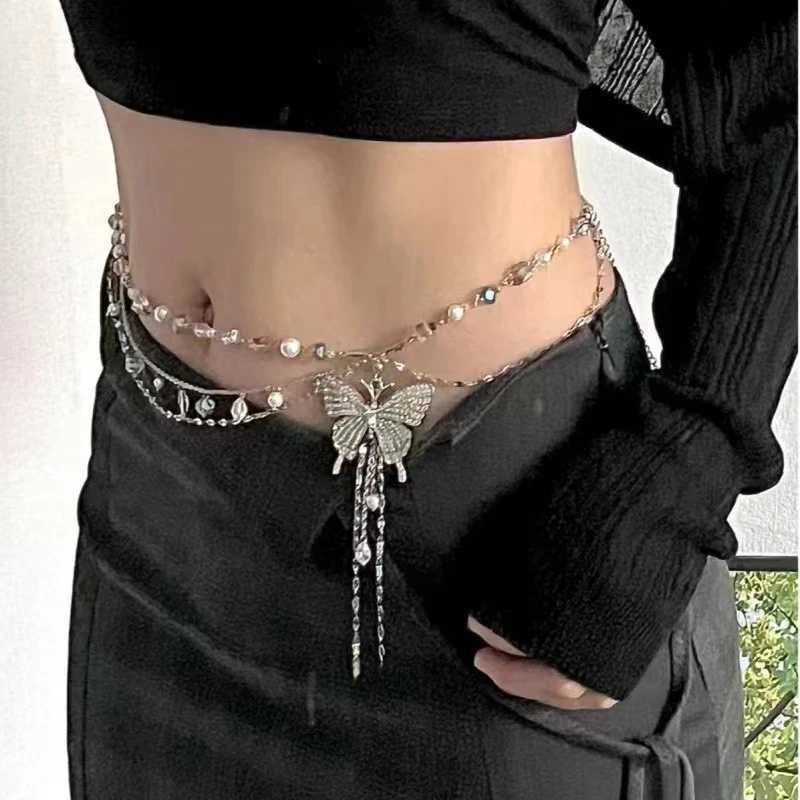 Simple Shiny Decoration Belt Thin Belt Suitable for Womens Fashion Adjustable Metal Belt Punk Ultra Thin Body Chain X250410