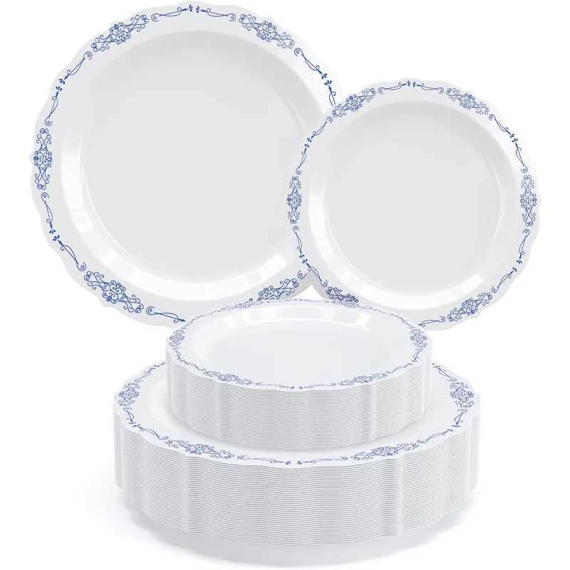 Plastic Plates 80 Piece Disposable Plates Set For 40 Guests 40 X 7.5 inch Dessert Plates 40 X 10.25 Inch Plastic Y240902