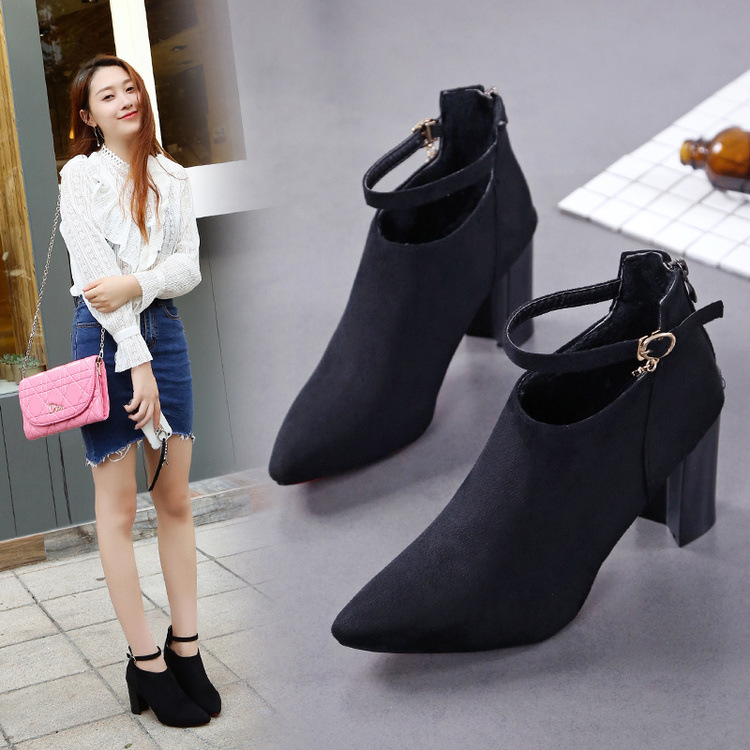 New 2021 style European and American Style Fashion Solid ck Zip High Heels Women Boots Sexy Pointed Shoes gbm9 5154