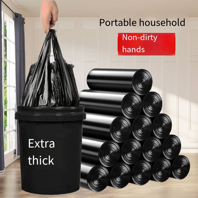 Garbage bag Portable vest thickened dormitory disposable living room kitchen black plastic bag wholesale garbage bag | 300 pcs | 45*60cm