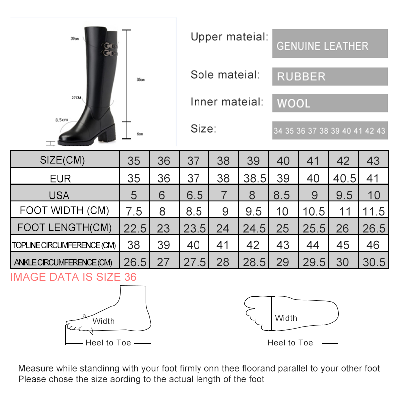 AIYUQI 2024 new women genuine leather winter wool high heel high boots big size warm snow boots women