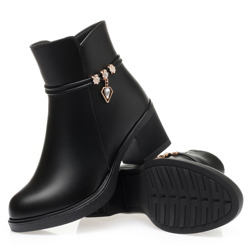 AIYUQI Women's Boots Fashion 2024 New Large Size Natural wool Women Snow Boots Middle Heel Casual Women's Short Boots