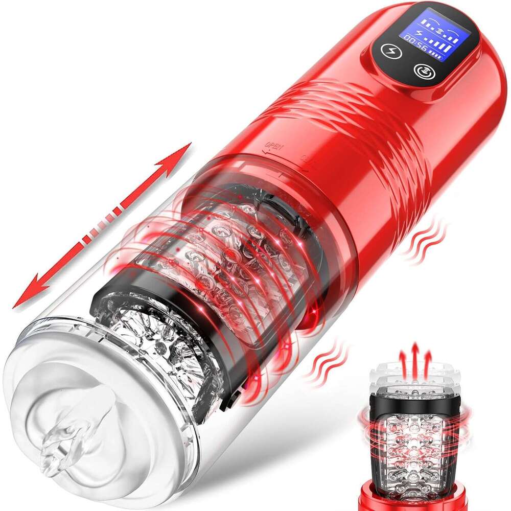 Masturbator - Automatic Masturbators with 10 Vibrating & 6 Thrusting, LCD Display Toy for Men Pocket Pussy, Male Stroker 3D Sleeve Sex hine Adult 