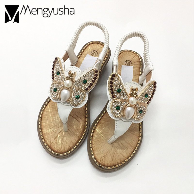 2025 new 3d metal butterfly appliques gladiator women pearl crystal studs beach woman high quality clip toe roman sandals