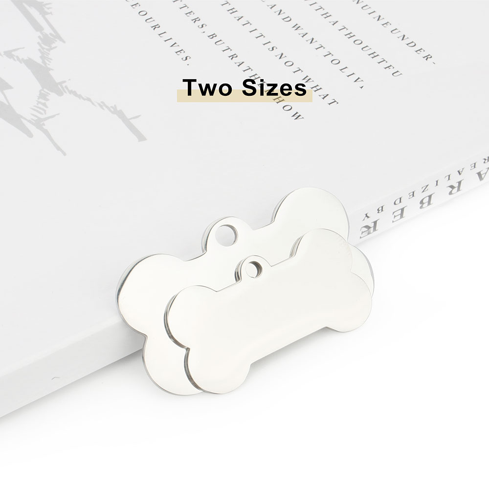 Personalized Cat Collar Pet Name Double Sided Laser Etched Stainless Steel Pet Tag Free Engraved Bone Shape Dog ID Tag Custom