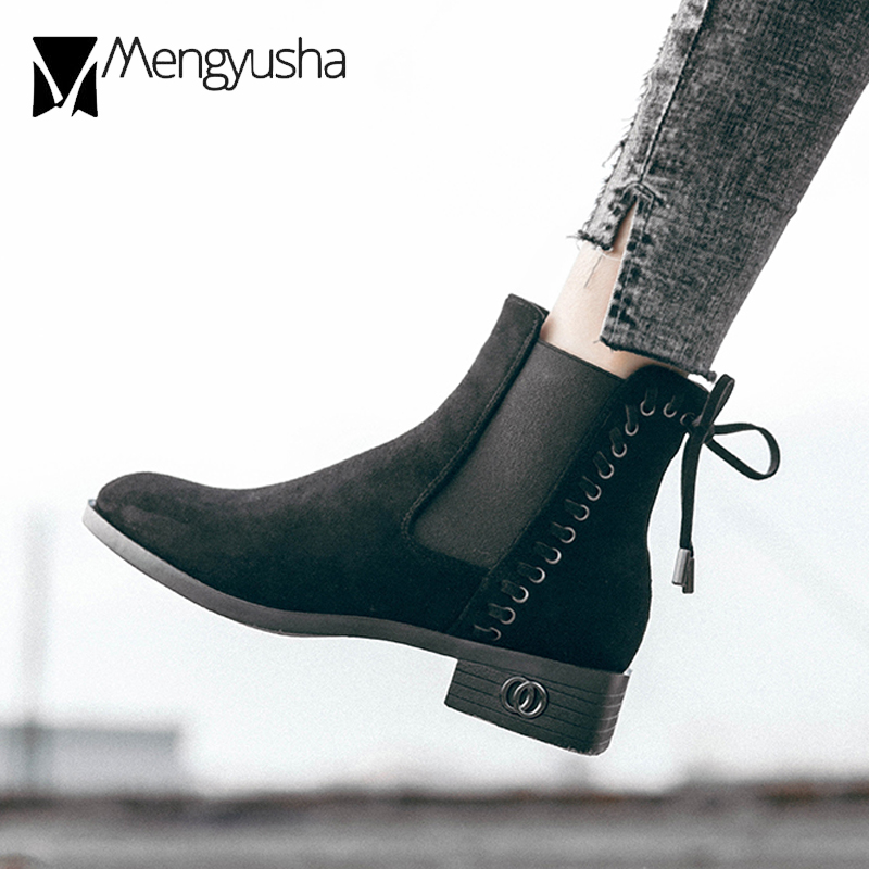 Botas Ankle Bowtie Women Winter Boots Punk Rivet Bottes 2020 Plush Fur Warm Footwear Slip On Stretch Snow ck Booties f5b1