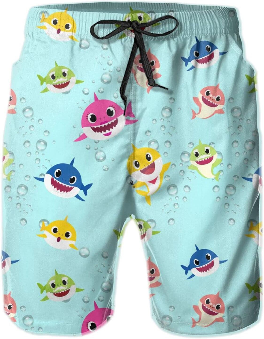 Mens Shorts 3D Printed Pattern Funny Cartoon Shark Swim Trunks Quick Dry Fashion Beach Board Swimwear