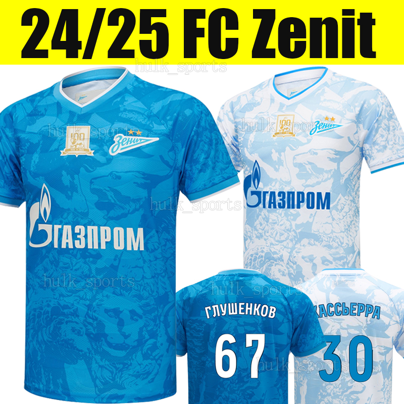 24/25 FC Zenits 100th soccer jerseys 2024 2025 Russias GLUSHENKOV CASSIERRA PEDRO GONDOU MOSTOVOY WENDEL EROKHIN VASILJEV home blue away white football shirts