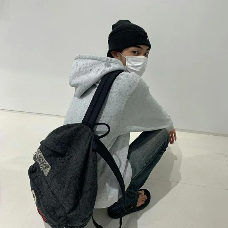 DHwanglijia designer bag Korean Streetwear All Match Chain Schoolbag Vintage Y2k Fashion Simple Female Student High Capacity Backpack 240902