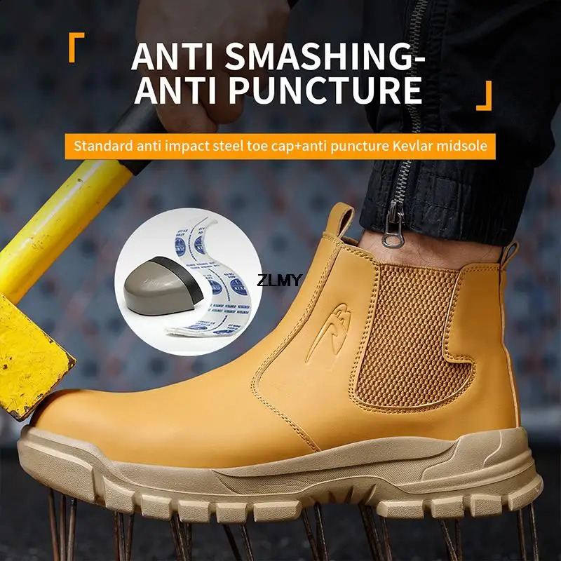 ZLMY Anti-spark Shoes Mens High Top Work Safety Boots Puncture Proof Construction Safety Shoes Men Boots Plus Size 48 240819