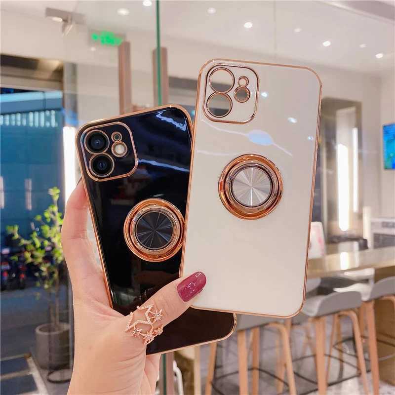 Luxury silicone ring holder phone case suitable for iPhone 15 14 12 13 Pro Max Mini X XR 8 Plus with rotating bracket shock-absorbing cover M240902