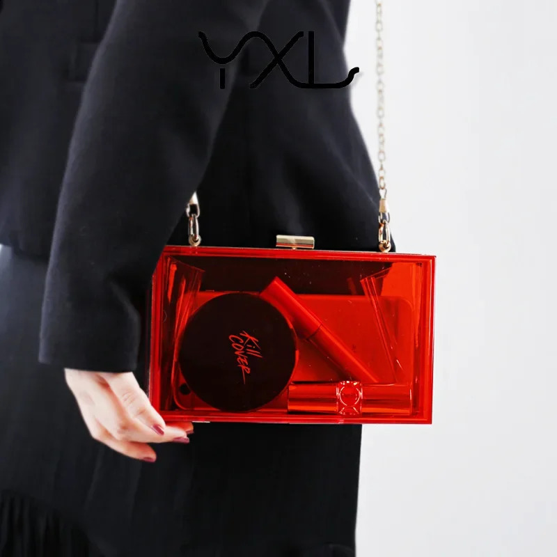 Acrylic Transparent Clutch Women Candy Color Messenger Evening Club Party Handbag Chain Shoulder Bag 240828 80f1