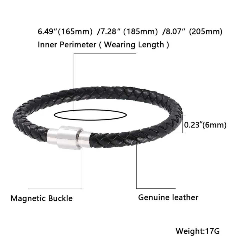 Classic Stainless Steel European and American Fashion Titanium Steel Magnetic Buckle Bracelet Mens Jewelry Womens Leather Bracelet W240830