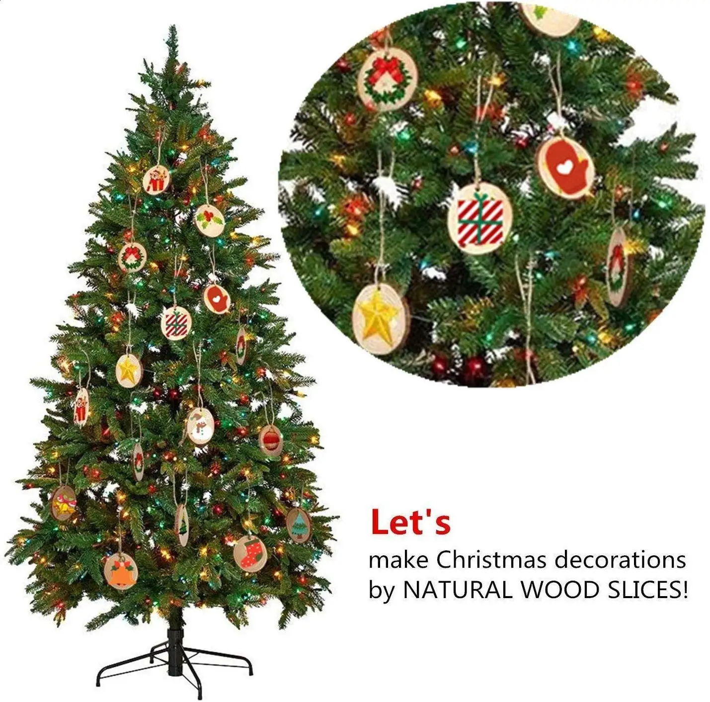 50pcs Natural Wood Slices Round Circle Tree Bark Log 2-7cm Wooden Circles for DIY Crafts Wedding Decorations Christmas Ornaments 240902