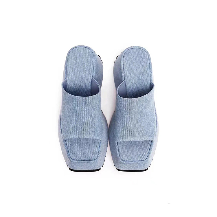 Denim Sole Thick Summer Women Slippers Modern Flat With Height Increasing Leisure Casual Outside Platform Super High Heel Shoes e3de